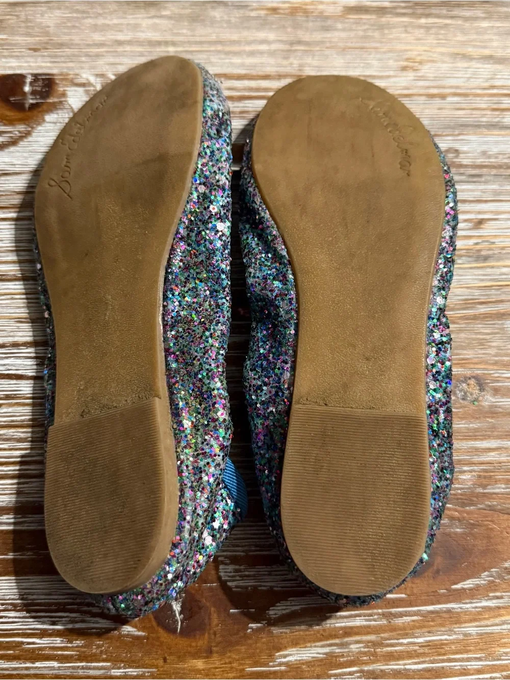 Sam Edelman Girls Size 3 Blue Glitter Felicia Ballet Flat Shoes